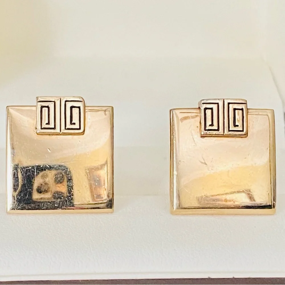 Vintage “Swank” signed geometric square cuff links
